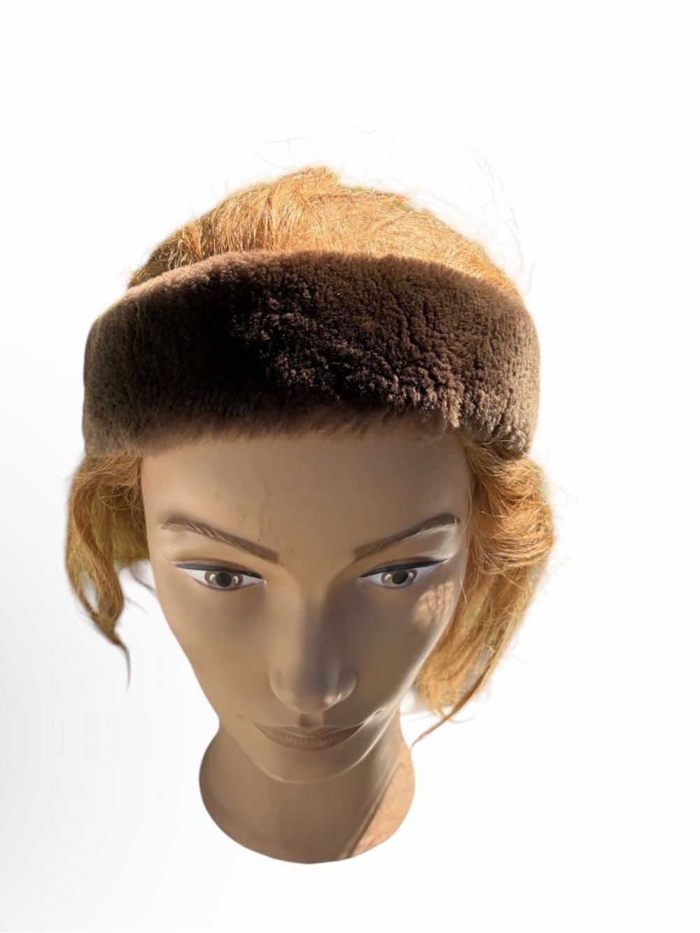 Vintage handmade brown genuine fur winter headband #1